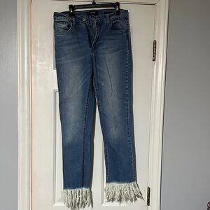 Black Label Distressed Blue Cropped Jeans